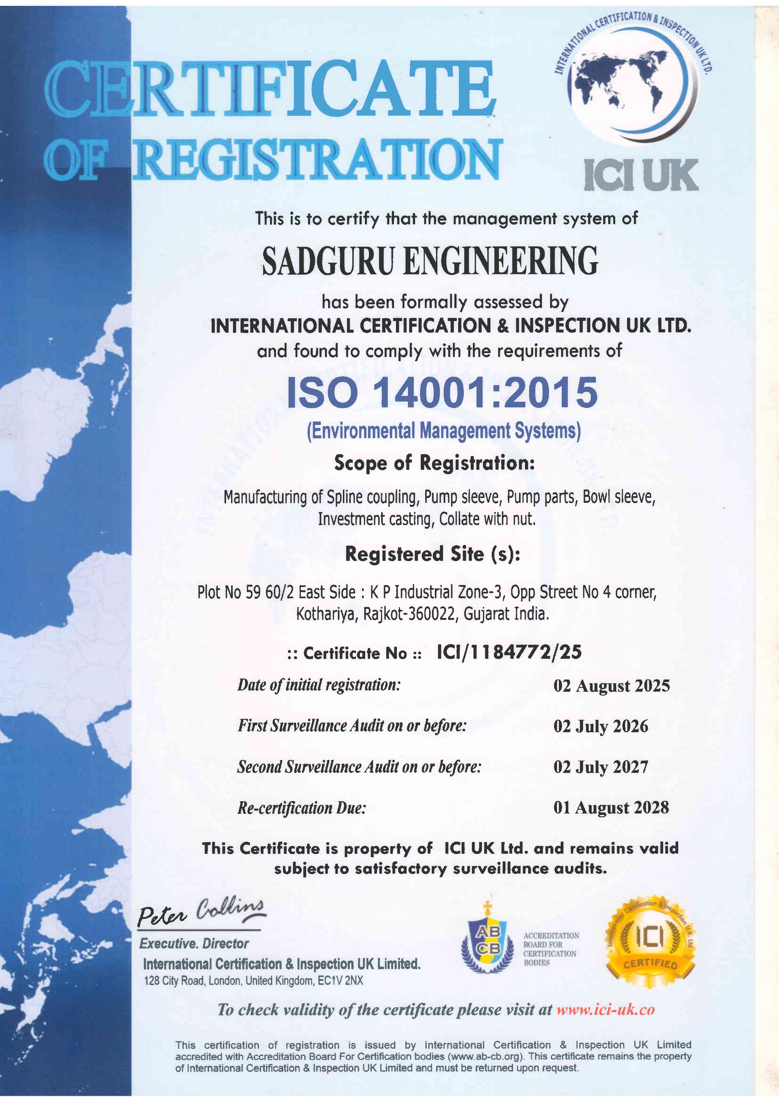 ISO 14001:2015 Certificate